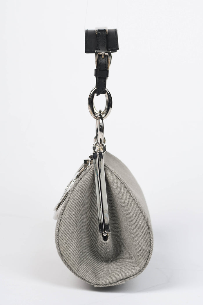 2000s Christian Dior Grey Denim Diva Top Handle Bag