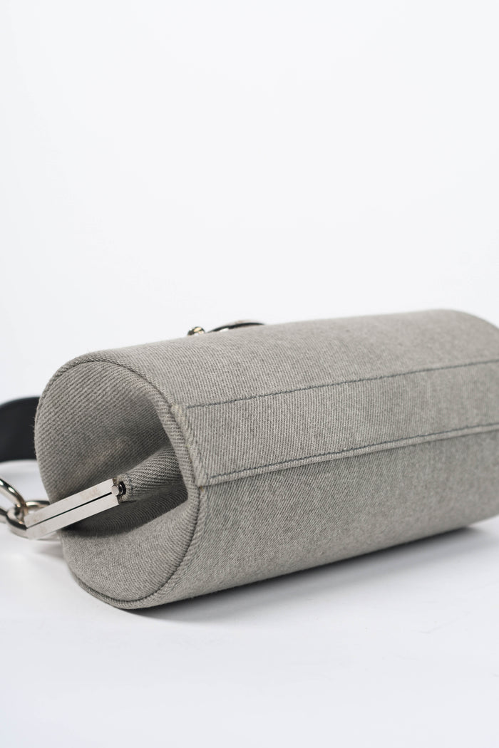 2000s Christian Dior Grey Denim Diva Top Handle Bag