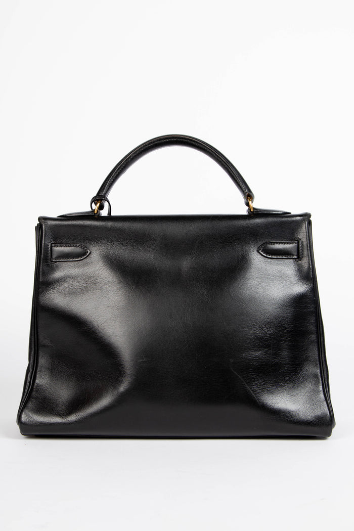 1991 Hermès Kelly 32cm in Black Box Calf Leather with GHW