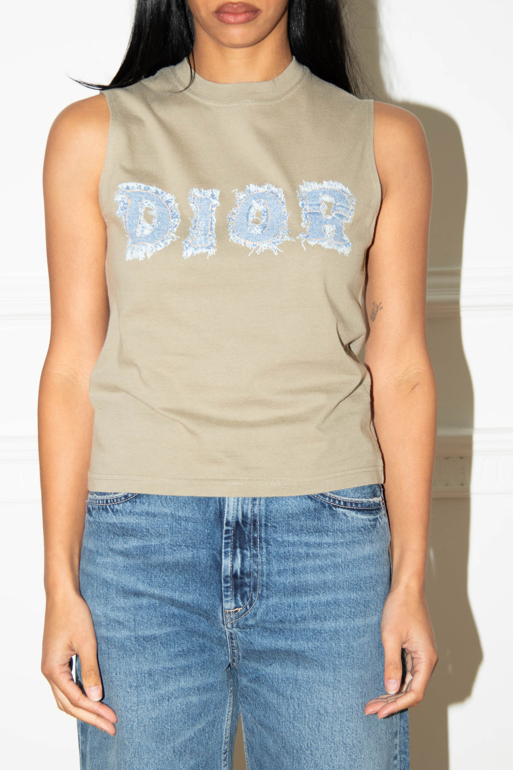 2000s Christian Dior Denim "Dior" Khaki Tank Top