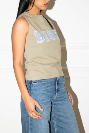 2000s Christian Dior Denim "Dior" Khaki Tank Top