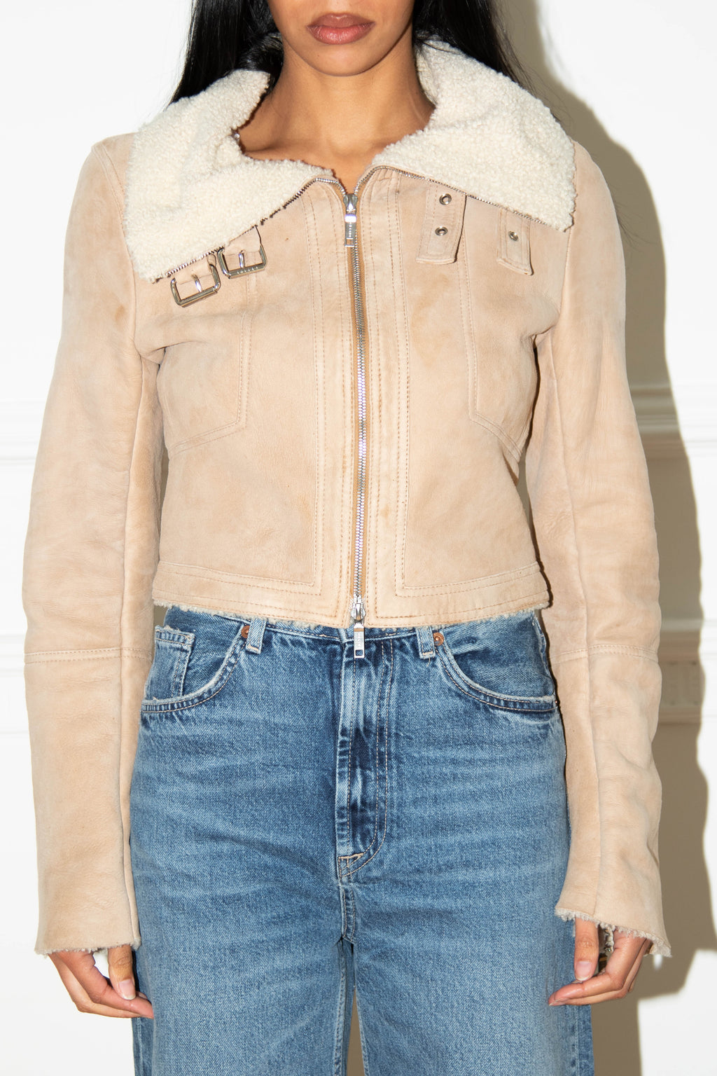 Vintage Celine Suede Shearling Jacket