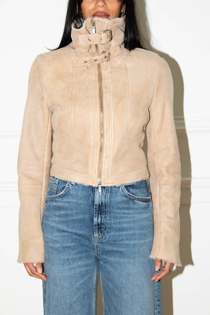 Vintage Celine Suede Shearling Jacket
