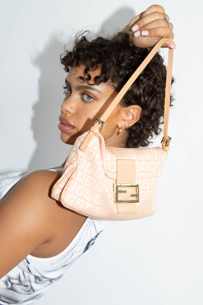 Vintage Fendi Peach Zucchino Shoulder Bag