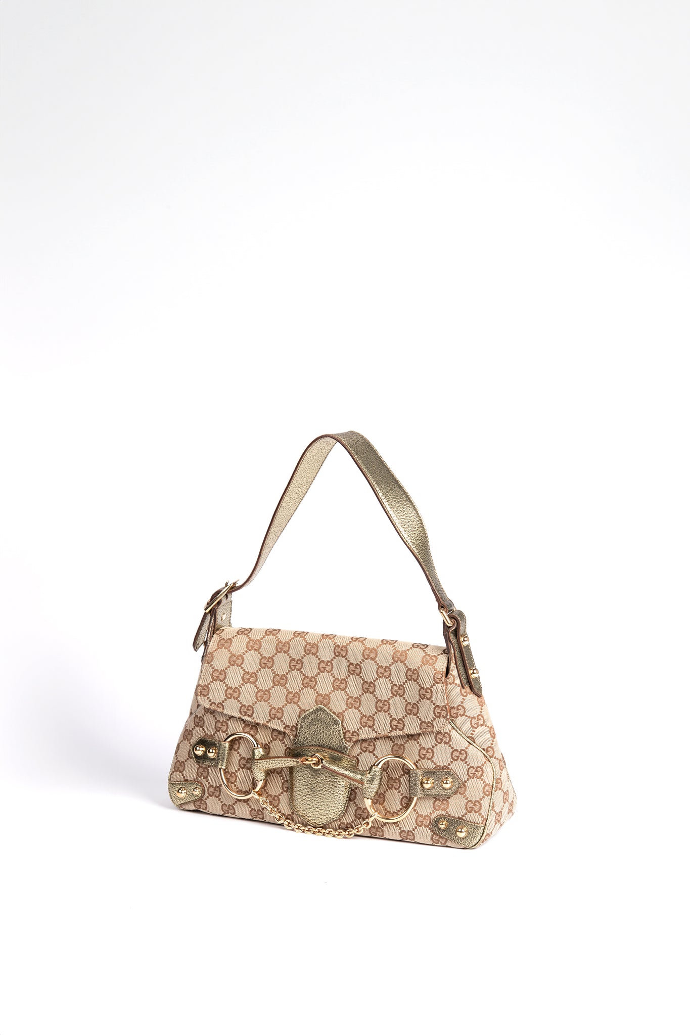 Vintage Gucci Classic GG Monogram Horsebit Shoulder Bag