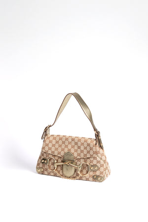 Vintage Gucci Classic GG Monogram Horsebit Shoulder Bag