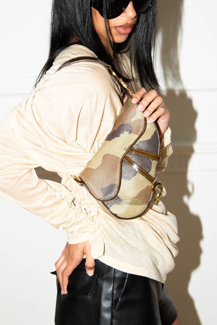 RARE 2000s Christian Dior Camo Mini Saddle Bag