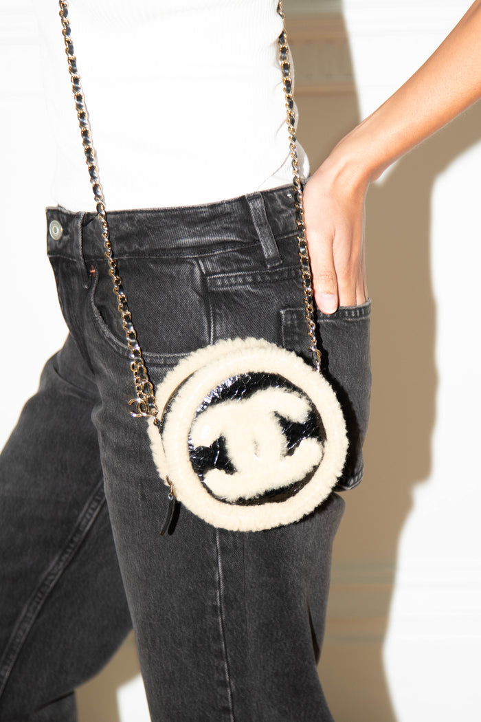 2019 Chanel Shearling CC Round Crossbody Bag