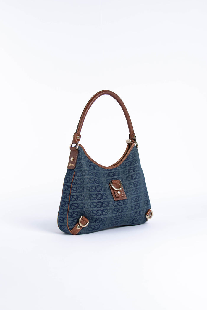 Vintage Gucci Denim Monogram Shoulder Bag