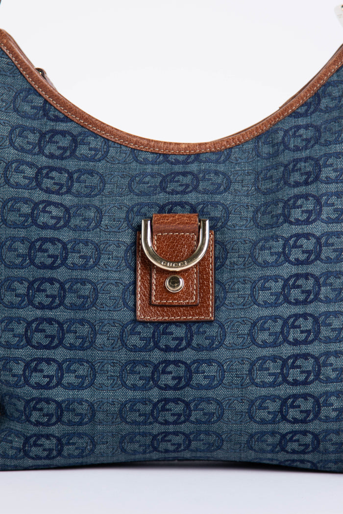 Vintage Gucci Denim Monogram Shoulder Bag