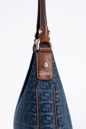 Vintage Gucci Denim Monogram Shoulder Bag