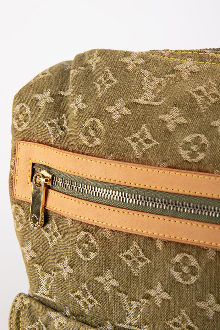 2000s Louis Vuitton Green Denim Baggy GM Monogram Shoulder Bag