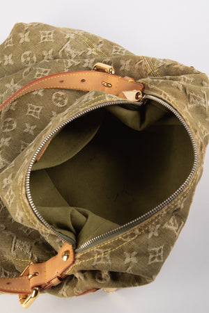 2000s Louis Vuitton Green Denim Baggy GM Monogram Shoulder Bag