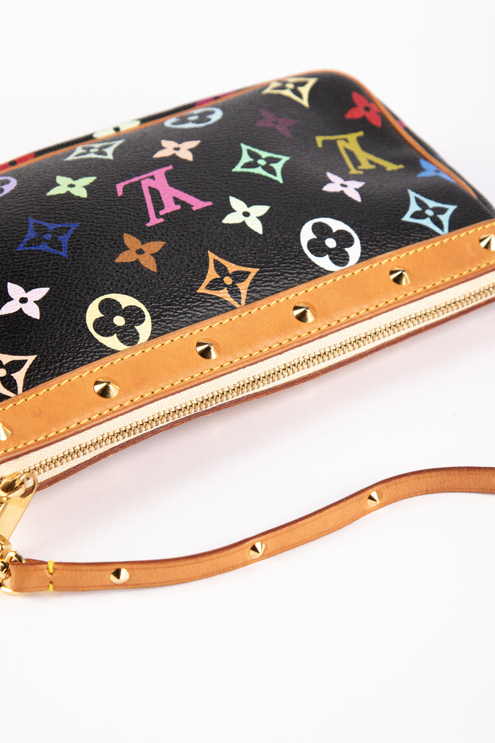 Vintage Louis Vuitton x Takashi Murakami Black Multicolour Pochette Accessoires