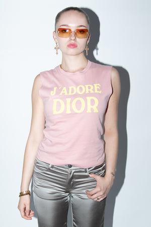 RARE 2000s Christian Dior "J'adore Dior" Pale Pink Vest Top (UK 12)