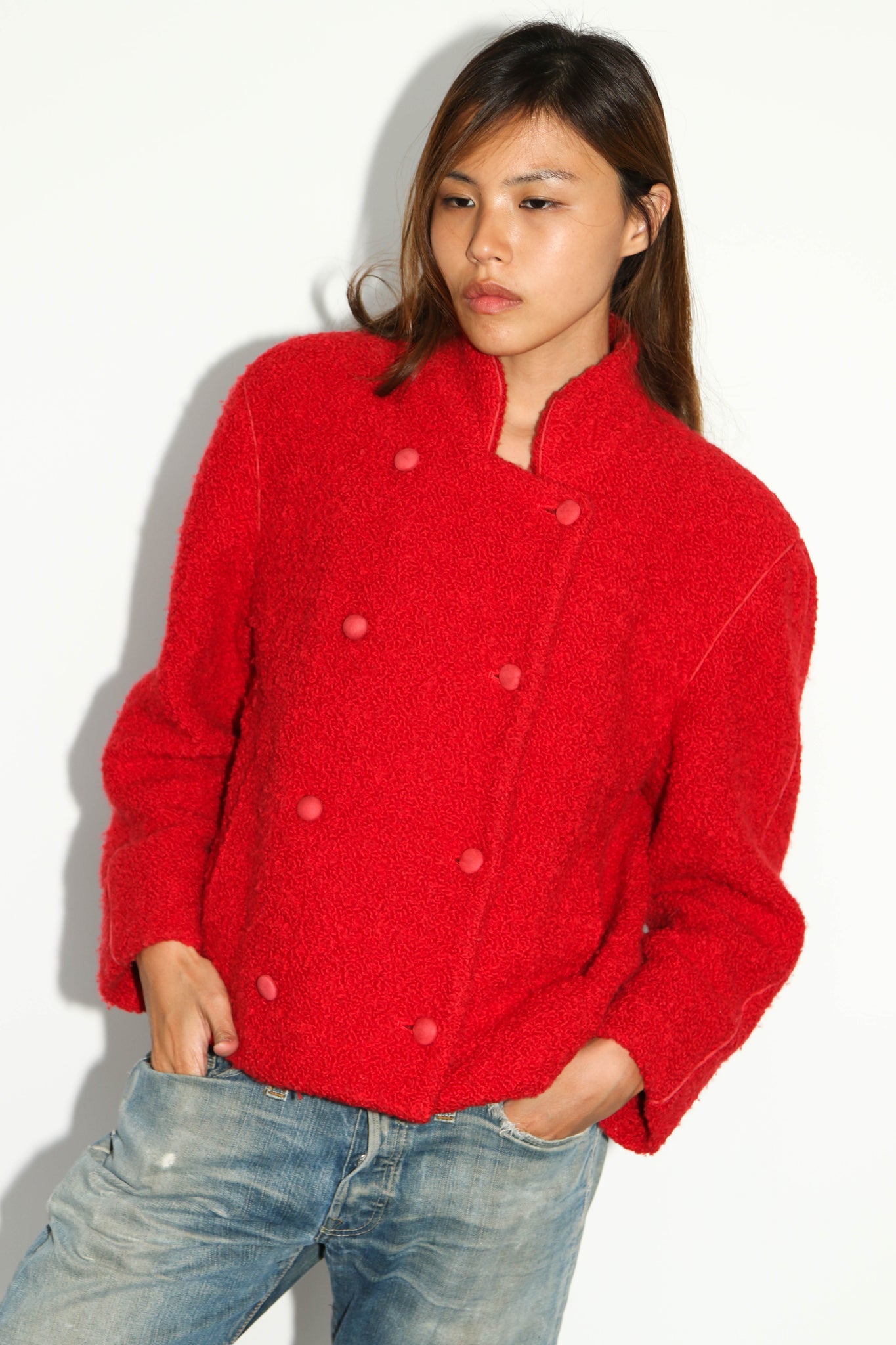 Vintage Christian Dior Sports Line Red Double Breasted Wool Jacket