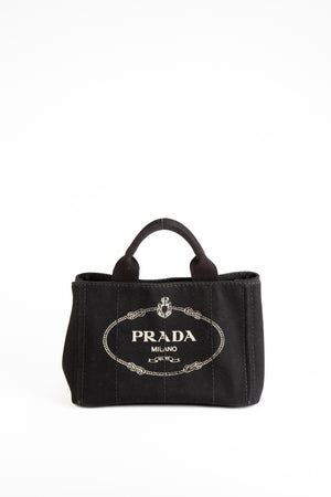 Vintage Prada Black Canapa Tote Bag