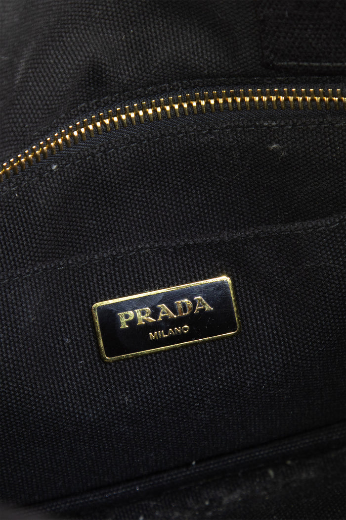 Vintage Prada Black Canapa Tote Bag