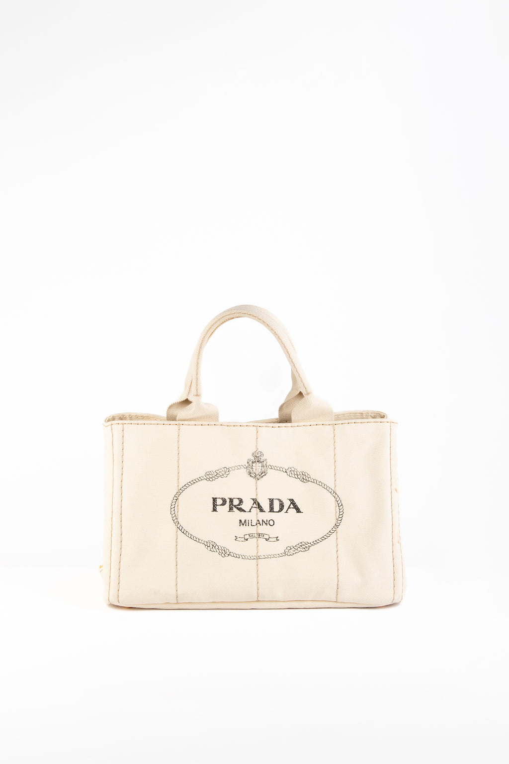 Vintage Prada Cream Canapa Tote Bag