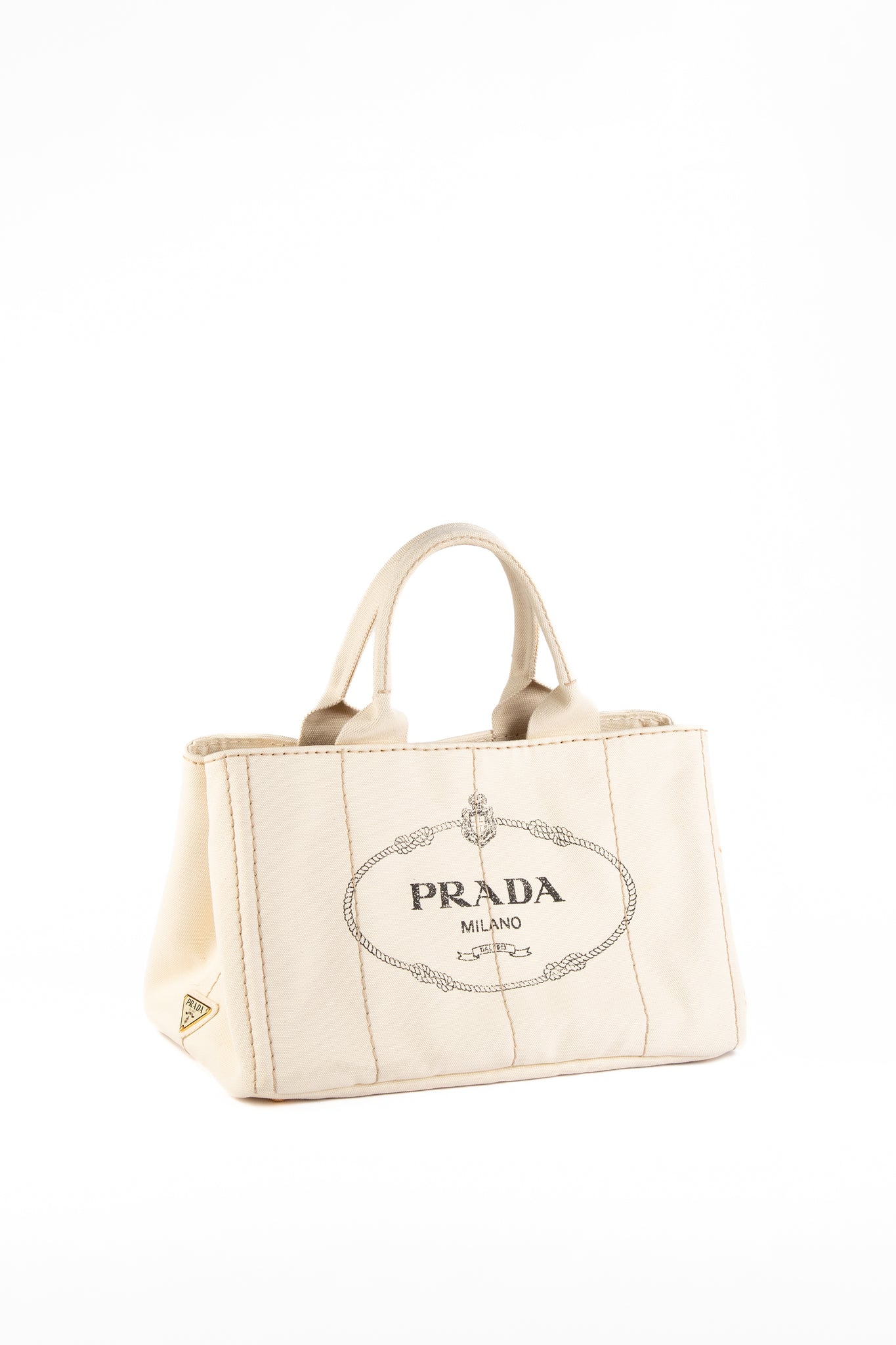 Vintage Prada Cream Canapa Tote Bag Break Archive