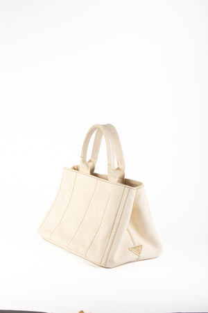 Vintage Prada Cream Canapa Tote Bag