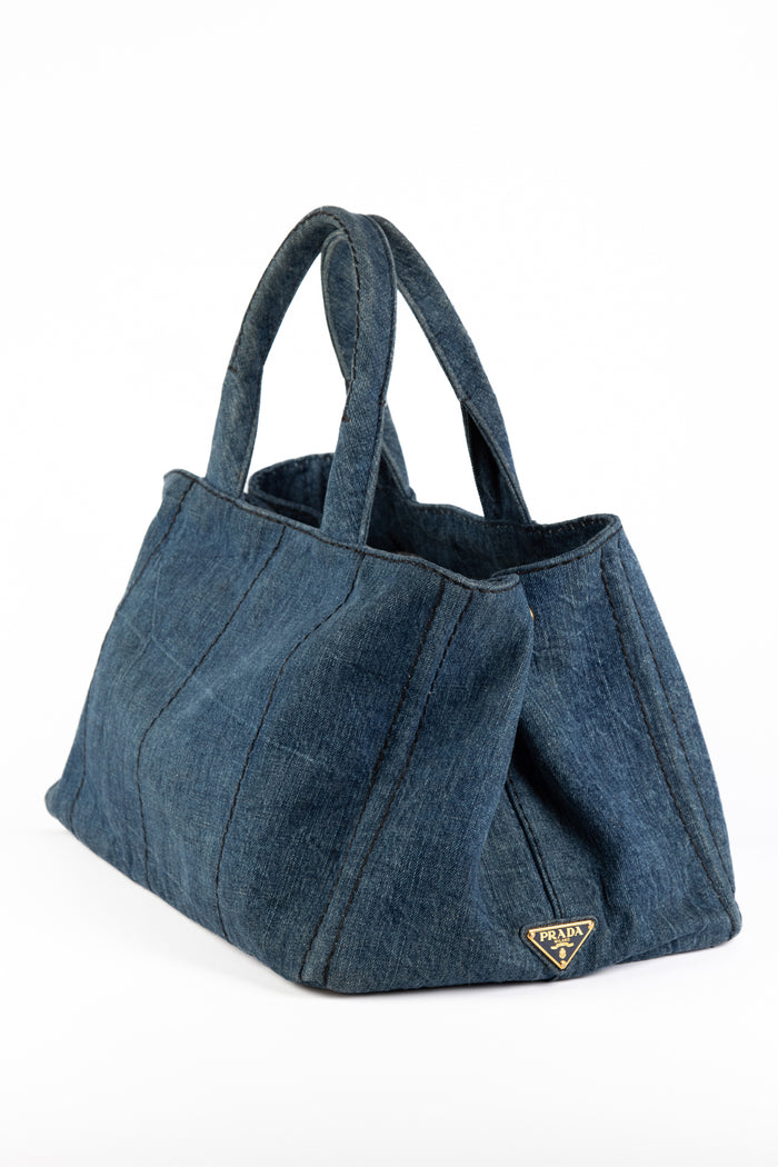 Vintage Prada Denim Canapa Tote Bag