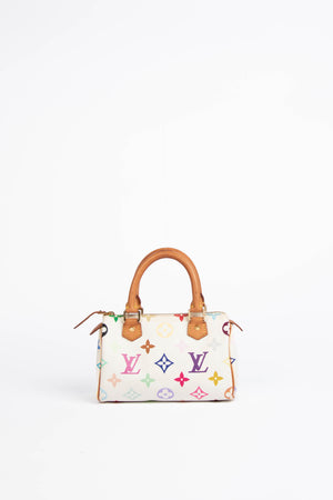 2000s Louis Vuitton x Takashi Murakami White Multicolour Nano Speedy