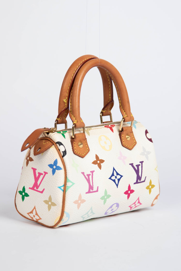 2000s Louis Vuitton x Takashi Murakami White Multicolour Nano Speedy