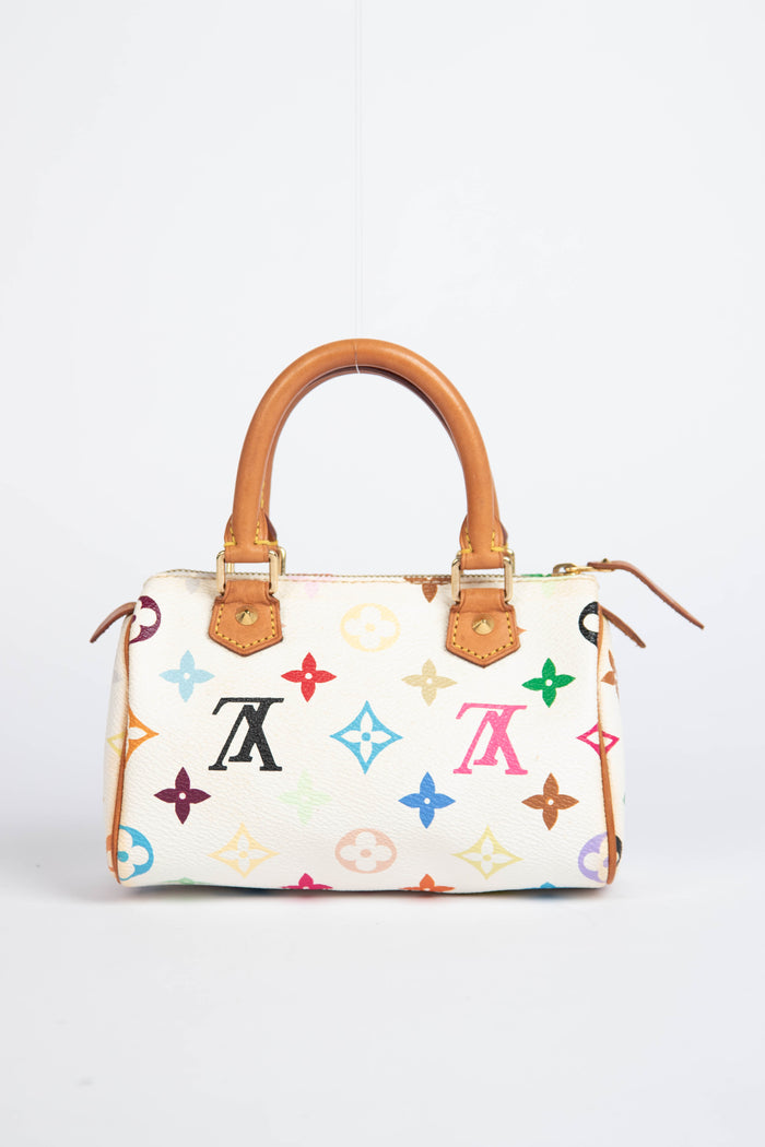 2000s Louis Vuitton x Takashi Murakami White Multicolour Nano Speedy