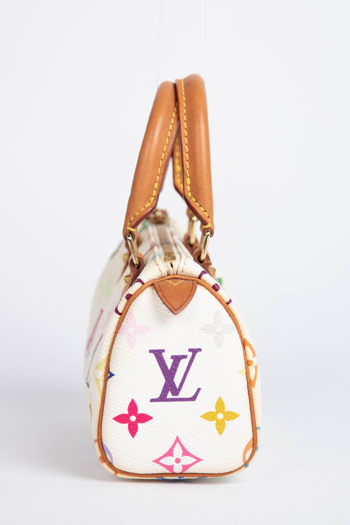 2000s Louis Vuitton x Takashi Murakami White Multicolour Nano Speedy