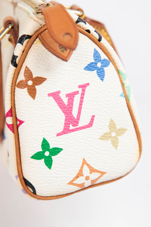 2000s Louis Vuitton x Takashi Murakami White Multicolour Nano Speedy