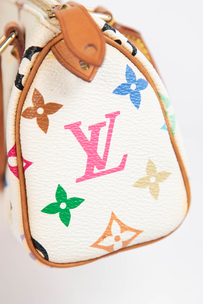 2000s Louis Vuitton x Takashi Murakami White Multicolour Nano Speedy