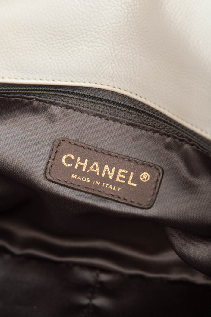 2000s Chanel White Mosaic East West Single Flap Shoulder Bag