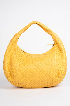 Vintage Bottega Veneta Yellow Intrecciato Pleated Shoulder Bag