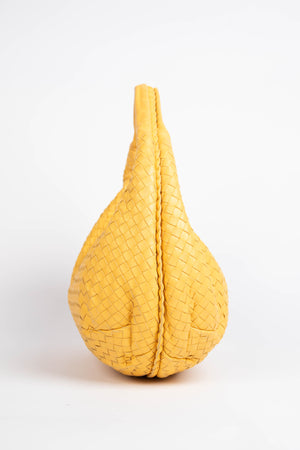 Vintage Bottega Veneta Yellow Intrecciato Pleated Shoulder Bag
