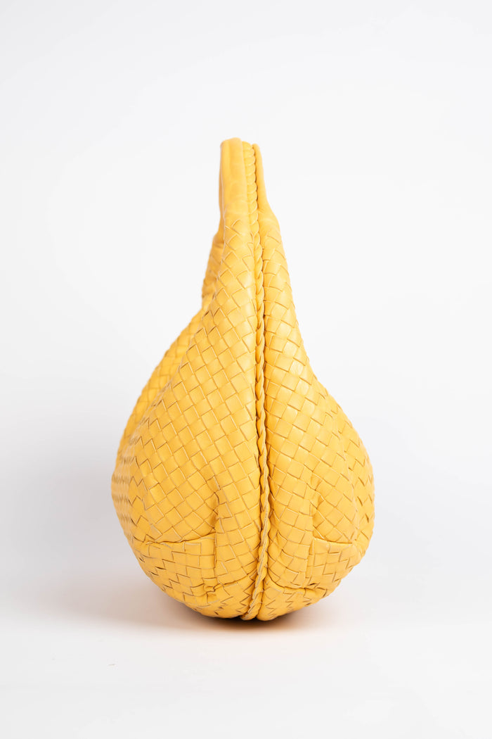 Vintage Bottega Veneta Yellow Intrecciato Pleated Shoulder Bag