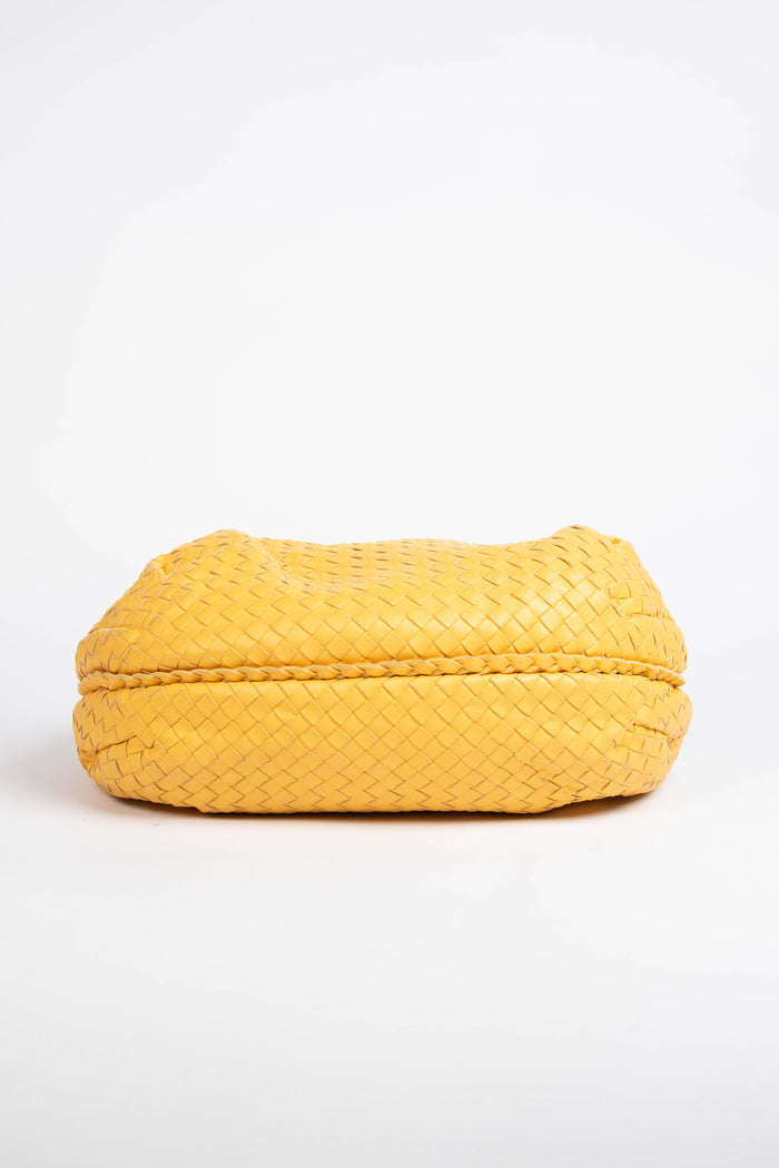 Vintage Bottega Veneta Yellow Intrecciato Pleated Shoulder Bag