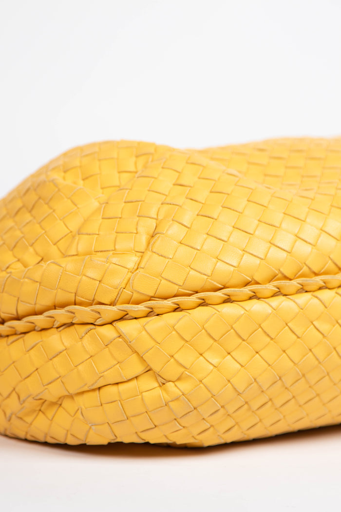 Vintage Bottega Veneta Yellow Intrecciato Pleated Shoulder Bag