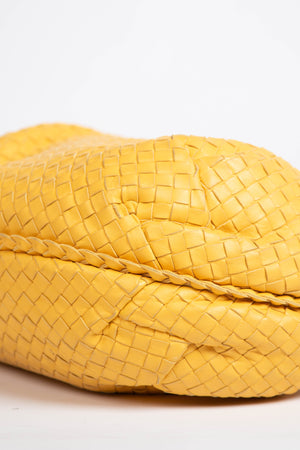 Vintage Bottega Veneta Yellow Intrecciato Pleated Shoulder Bag
