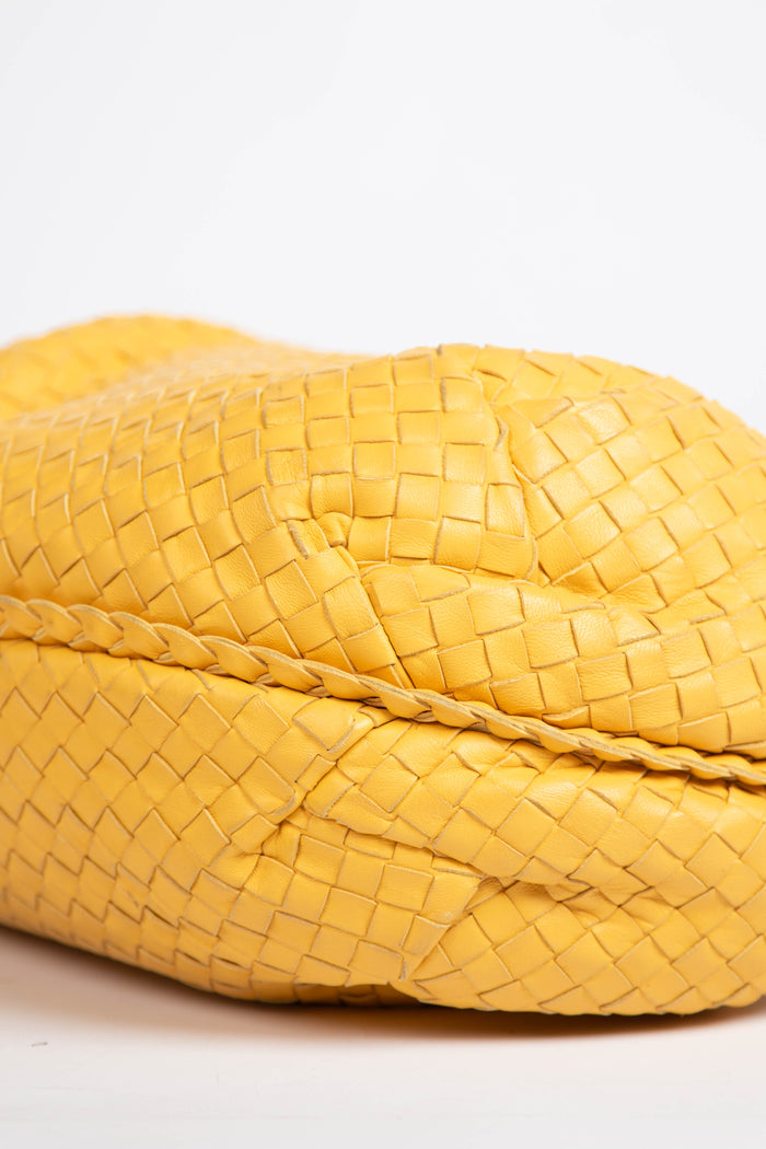 Vintage Bottega Veneta Yellow Intrecciato Pleated Shoulder Bag