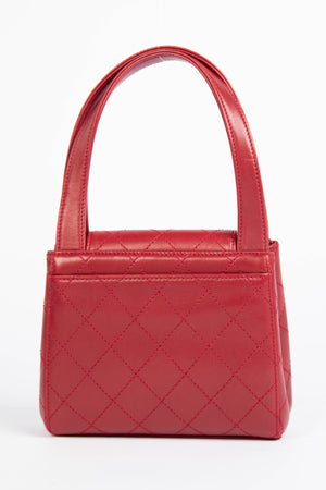 Vintage Chanel Red Leather Small Kelly Shoulder Bag