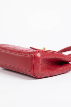 Vintage Chanel Red Leather Small Kelly Shoulder Bag
