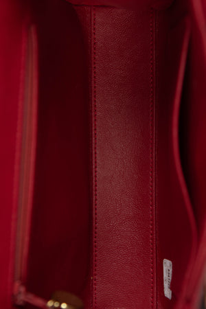 Vintage Chanel Red Leather Small Kelly Shoulder Bag