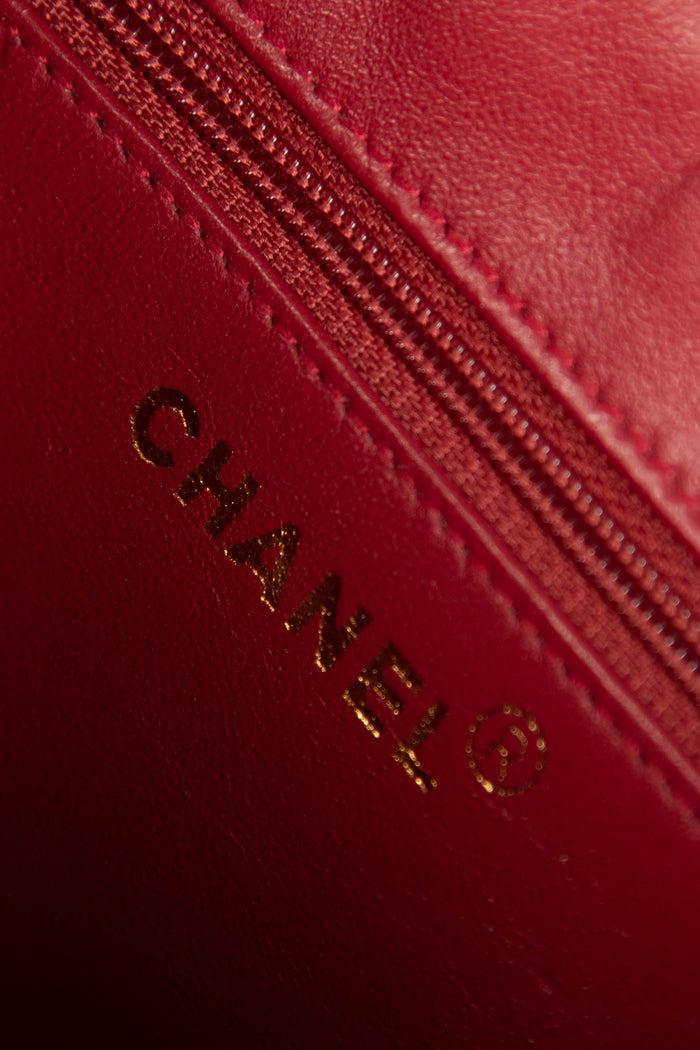 Vintage Chanel Red Leather Small Kelly Shoulder Bag