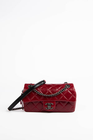 2014 Chanel Red Aged Calfskin Mini Rectangular Flap Bag