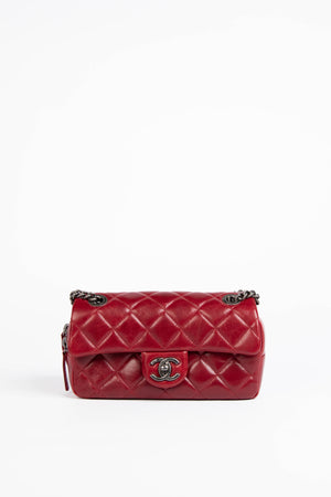 2014 Chanel Red Aged Calfskin Mini Rectangular Flap Bag