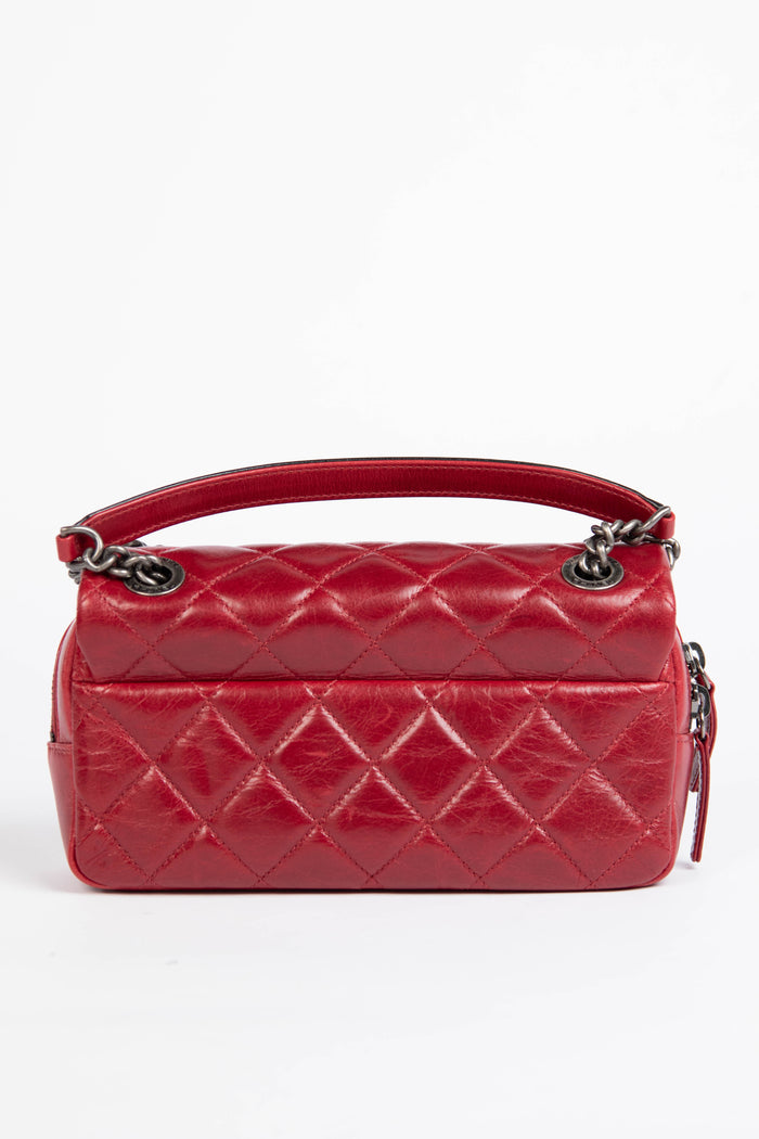 2014 Chanel Red Aged Calfskin Mini Rectangular Flap Bag