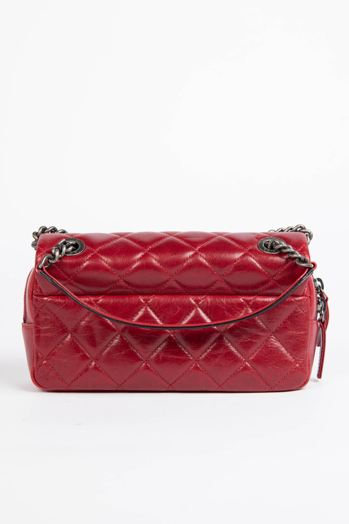 2014 Chanel Red Aged Calfskin Mini Rectangular Flap Bag