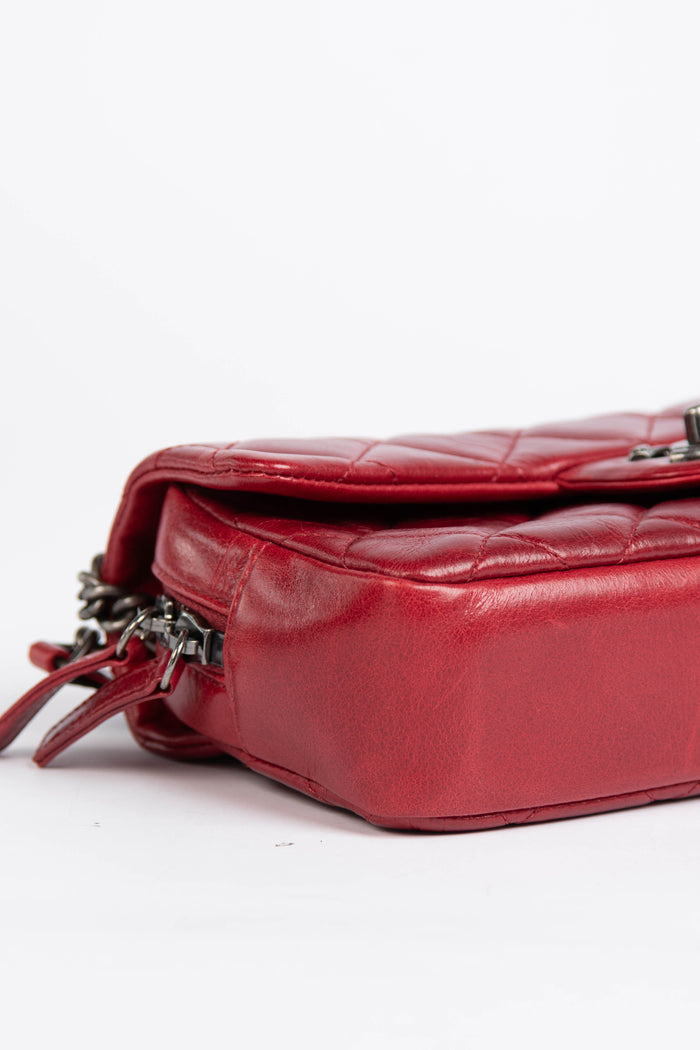 2014 Chanel Red Aged Calfskin Mini Rectangular Flap Bag