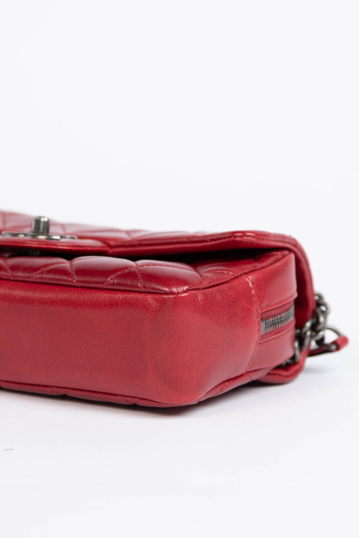 2014 Chanel Red Aged Calfskin Mini Rectangular Flap Bag